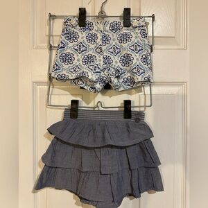 Janie & Jack blue and white shorts & Old Navy Chambray Denim Skirt size 2T